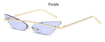 Cat Eye Rimless Metal Frame Sunglasses