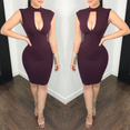 Hollow Out Bandage Bodycon Sleeveless Party Mini Dress