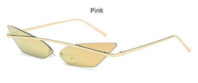 Cat Eye Rimless Metal Frame Sunglasses