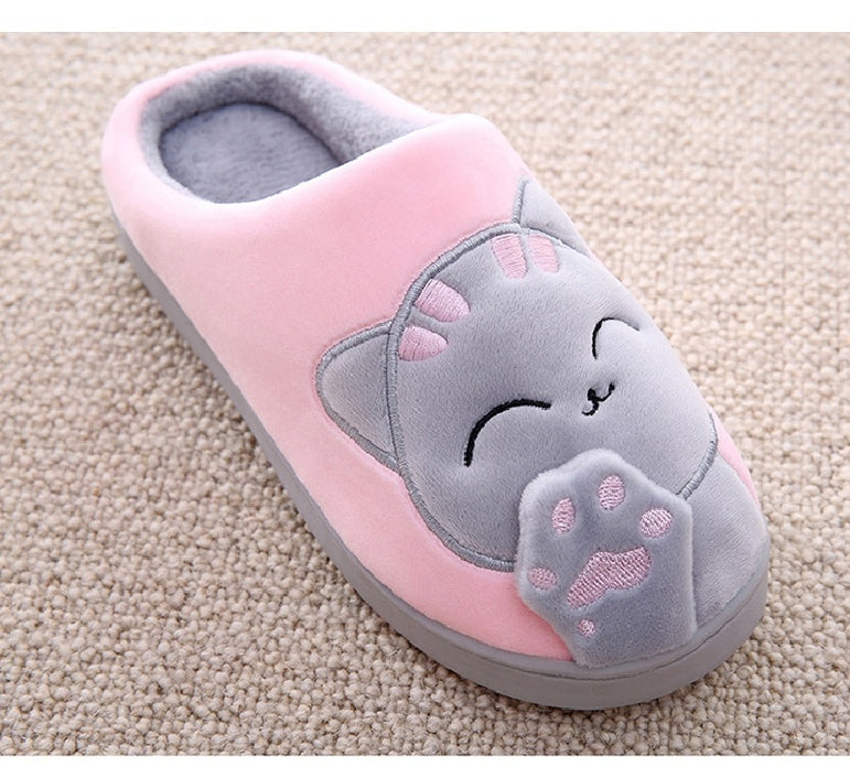 Cartoon Cat Shoes Soft Winter Warm Home Slippers