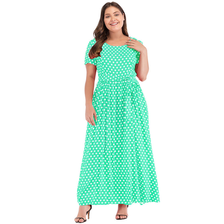 Long Polka Dot Plus Size Dress