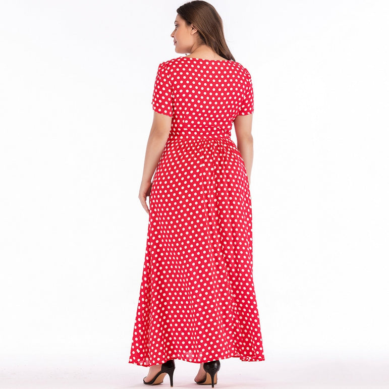 Long Polka Dot Plus Size Dress