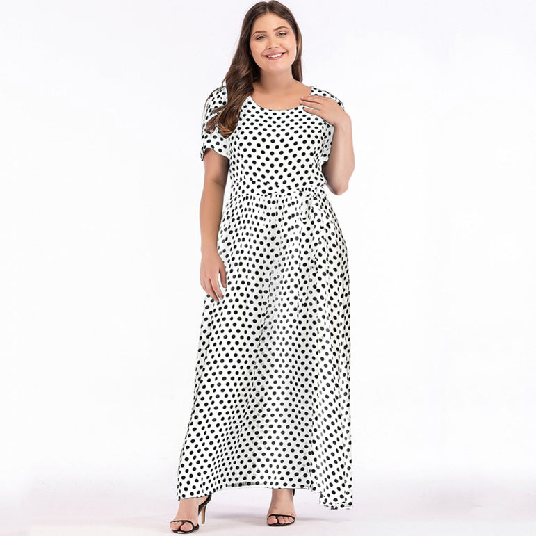 Long Polka Dot Plus Size Dress