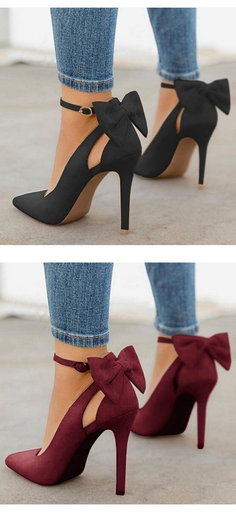 Pointed Toe Buckle Strap Butterfly High Heels