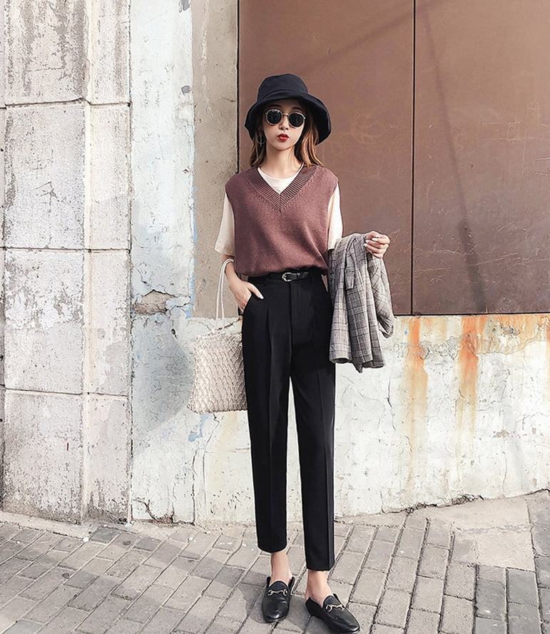 Casual Style High Waist Elegant Pants