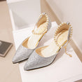 Sexy Pointed toe Breathable Pearl High heels