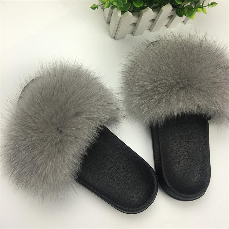 Cute Plush Fox Hair Fluffy Furry Slippers