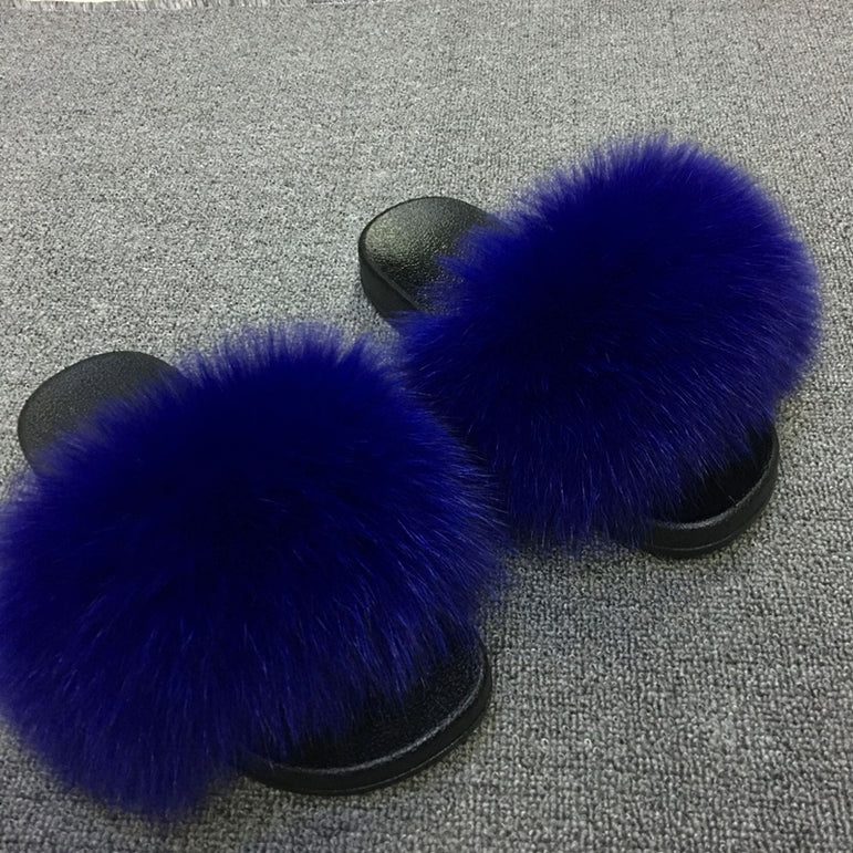 Cute Plush Fox Hair Fluffy Furry Slippers