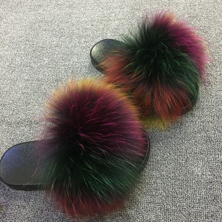 Cute Plush Fox Hair Fluffy Furry Slippers