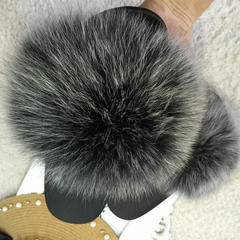 Cute Plush Fox Hair Fluffy Furry Slippers