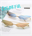 Cat Eye Rimless Metal Frame Sunglasses