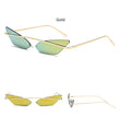 Cat Eye Rimless Metal Frame Sunglasses