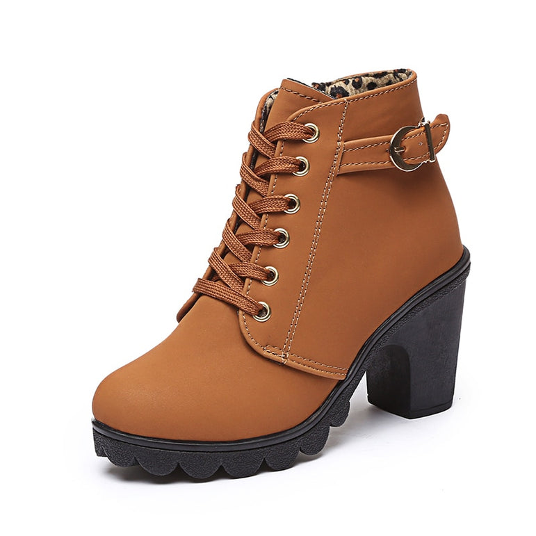 Square Women Winter High Heel Boots