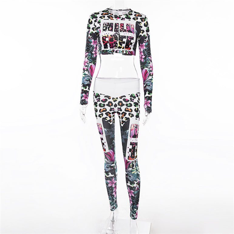 Print Sport  Full Long Sleeve Yoga Suit