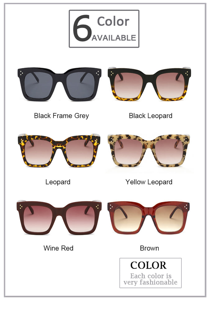 Square Vintage Women Big Frame Sunglasses