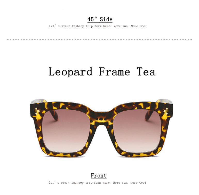 Square Vintage Women Big Frame Sunglasses