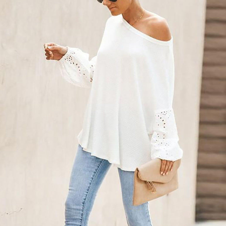 Elegant Embroidery Floral Hollow Out Blouse