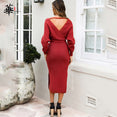 Elegant Cross Belt Sweater Long Sleeve Dress