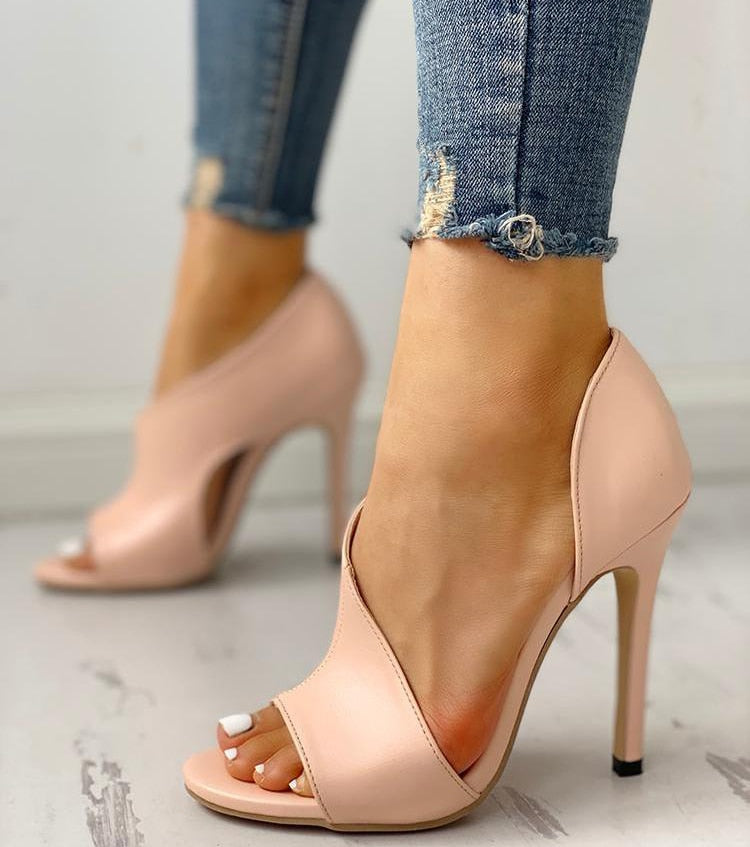 Stiletto Peep Toe Pumps High Heels