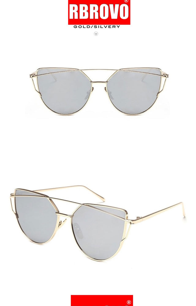 Vintage Metal Reflective Cat eye Sunglasses