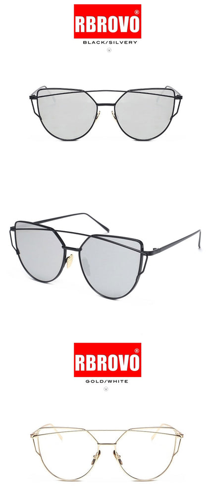 Vintage Metal Reflective Cat eye Sunglasses