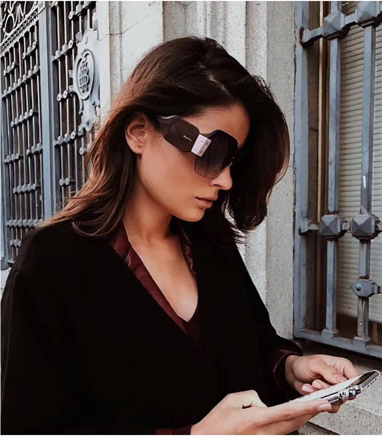 Luxury Half Frame Square Women Rivet Sunglasses