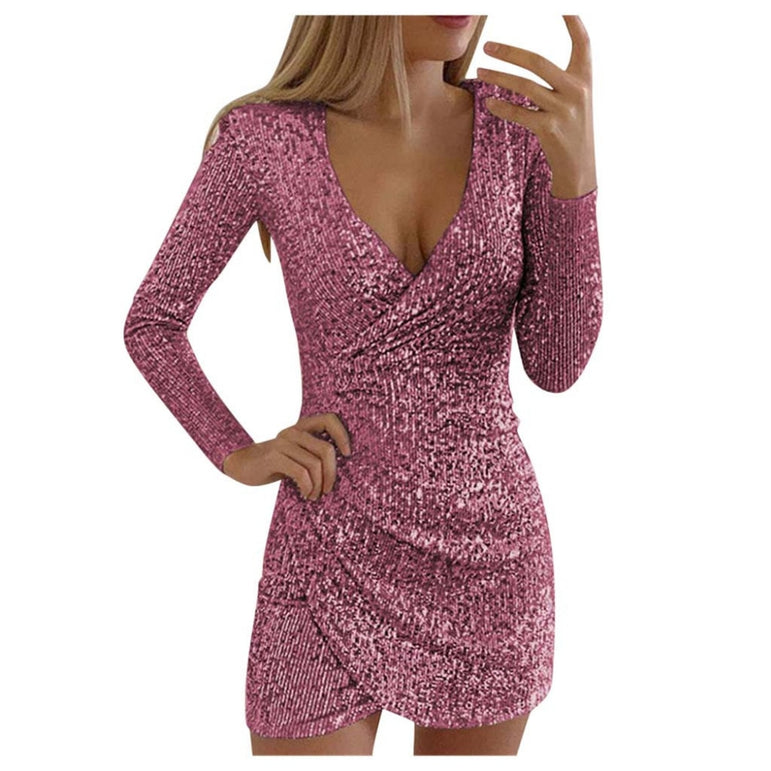 Elegant Women V neck Self Cultivation Bodycon Mini Dress