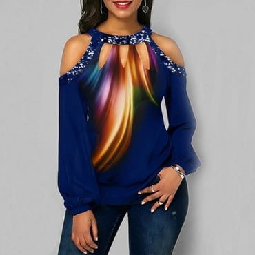 Off Shoulder Casual Women Long Sleeve Blouse