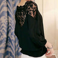 Lace Hollow Collar Chiffon Backless Blouse