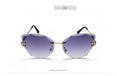 Vintage Alloy Frame Classic Lady Rimless Sun glasses