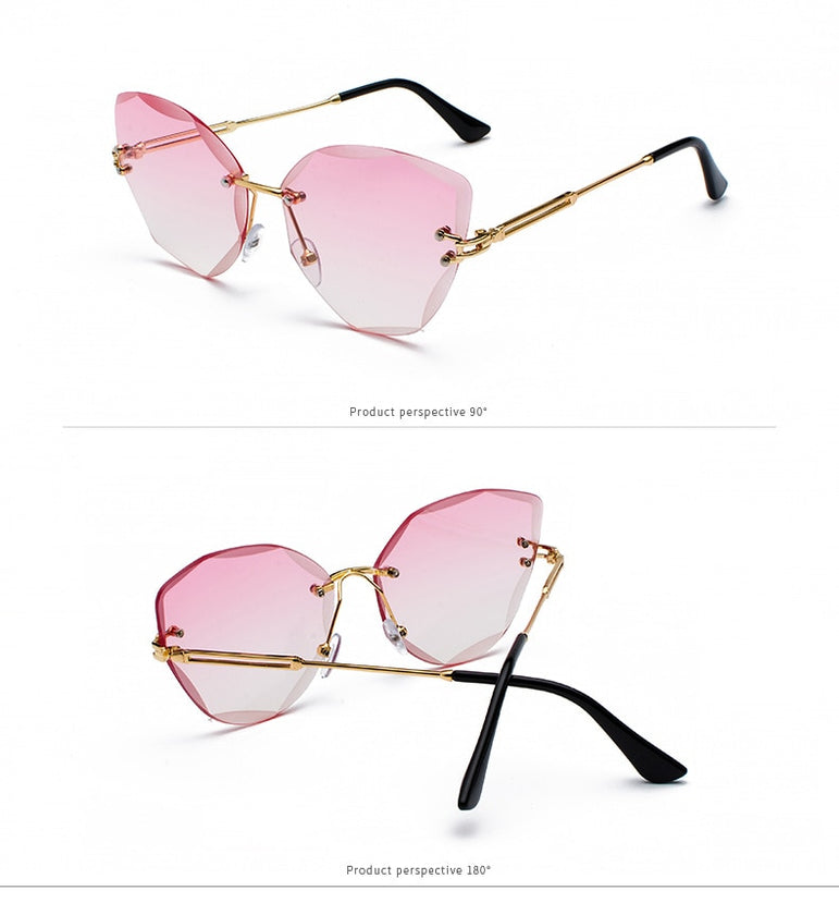 Vintage Alloy Frame Classic Lady Rimless Sun glasses