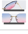 Vintage Alloy Frame Classic Lady Rimless Sun glasses