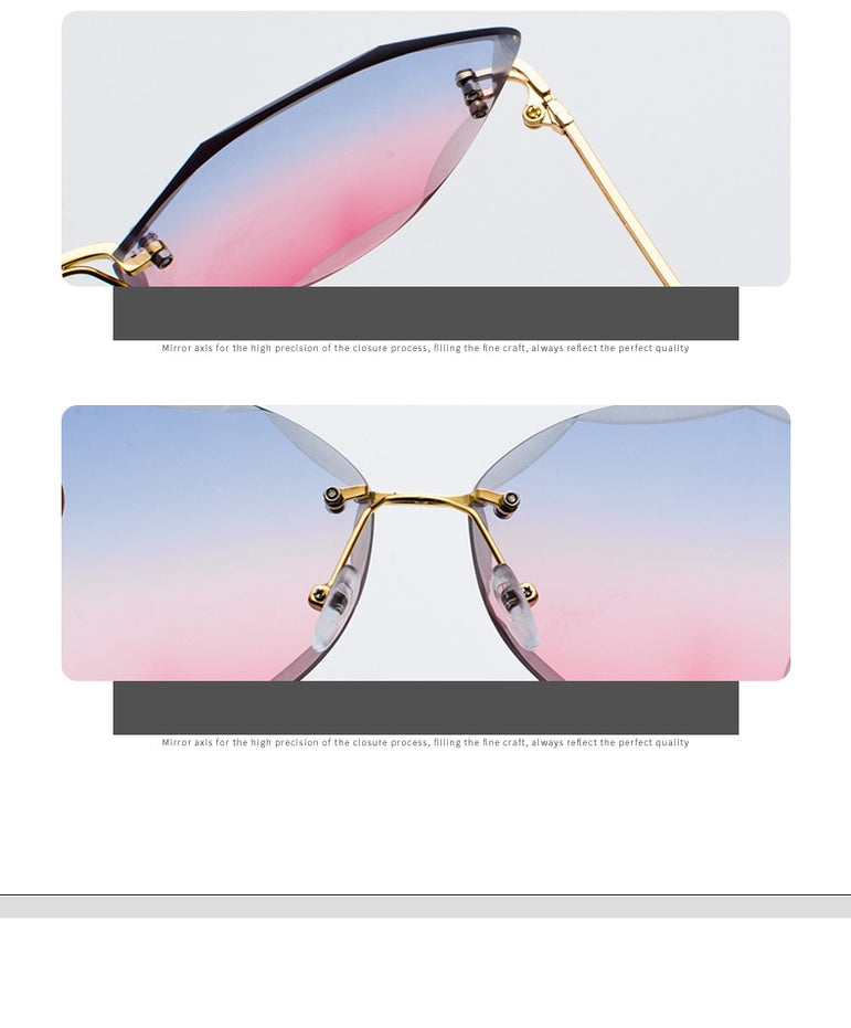 Vintage Alloy Frame Classic Lady Rimless Sun glasses