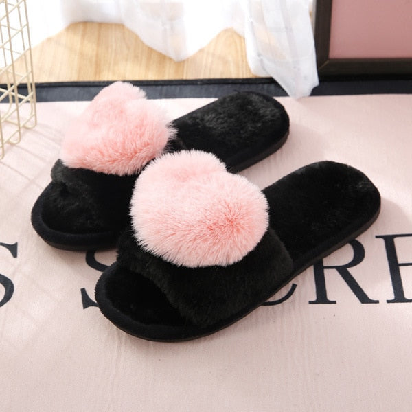 Love Heart Cotton Women Slippers