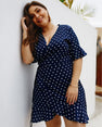 Short Sleeve Polka Dot Print Women Dress