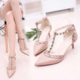 Leather Rivet Pumps Women High Heel