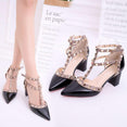 Leather Rivet Pumps Women High Heel