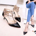 Leather Rivet Pumps Women High Heel