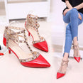 Leather Rivet Pumps Women High Heel