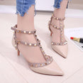 Leather Rivet Pumps Women High Heel