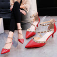 Leather Rivet Pumps Women High Heel