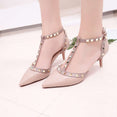 Leather Rivet Pumps Women High Heel