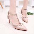 Leather Rivet Pumps Women High Heel