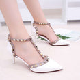 Leather Rivet Pumps Women High Heel