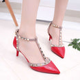 Leather Rivet Pumps Women High Heel