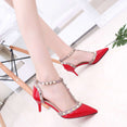 Leather Rivet Pumps Women High Heel