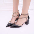 Leather Rivet Pumps Women High Heel