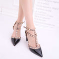 Leather Rivet Pumps Women High Heel