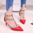 Leather Rivet Pumps Women High Heel