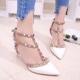 Leather Rivet Pumps Women High Heel